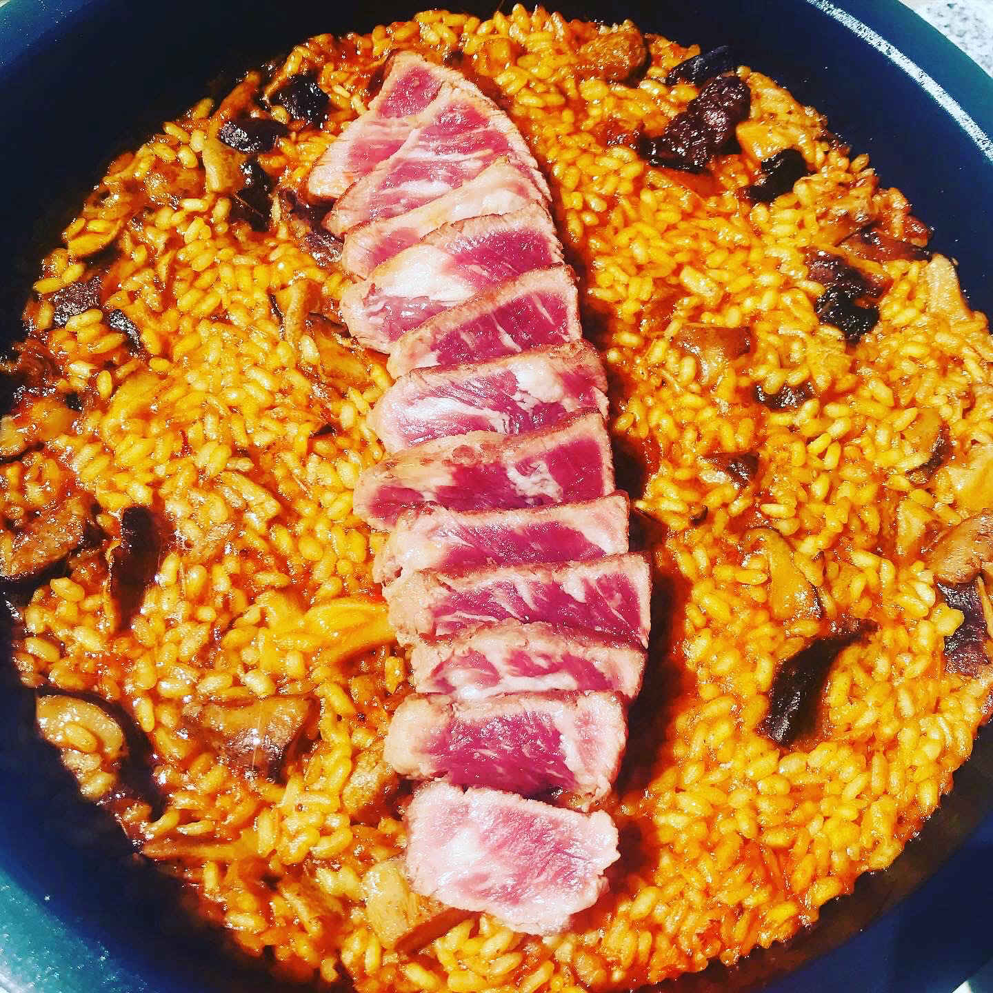 Recetas de chefs cordobeses para hacer en casa Arroz de presa ibérica