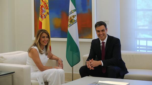 Susana Díaz en su visita a Pedro Sanchez, en la Moncloa