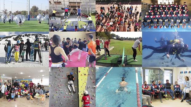 Collage con imágenes de distintas actividades realizadas en los Ciclos Formativos Deportivos de Colegio Trinidad