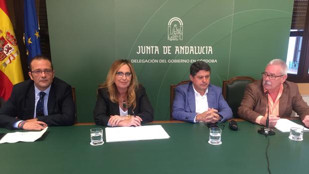 La delegada de Salud de la Junta, en el centro junto a los directores de las áreas sanitarias de la provincia
