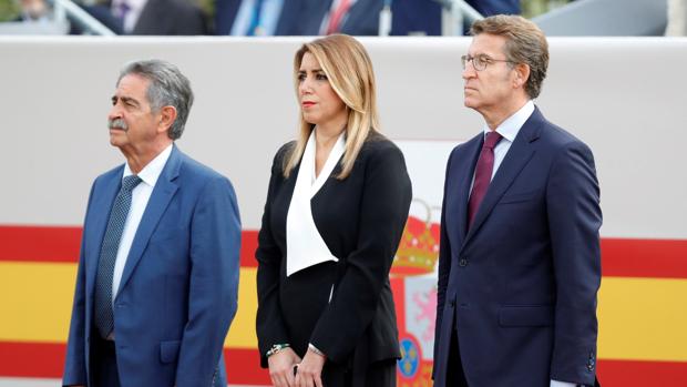 Susana Díaz, hoy junto a Alberto Núñez Feijoo y Miguel Ángel Revilla