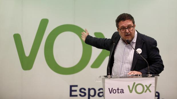 Francisco Serrano, portavoz de Vox en Andalucía durante un mitin en Córdoba