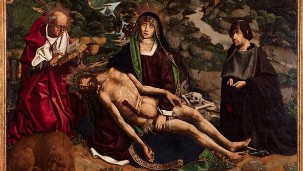Fragmento de la «Piedad Desplá», una de las obras más reconocidas de Bartolomé Bermejo
