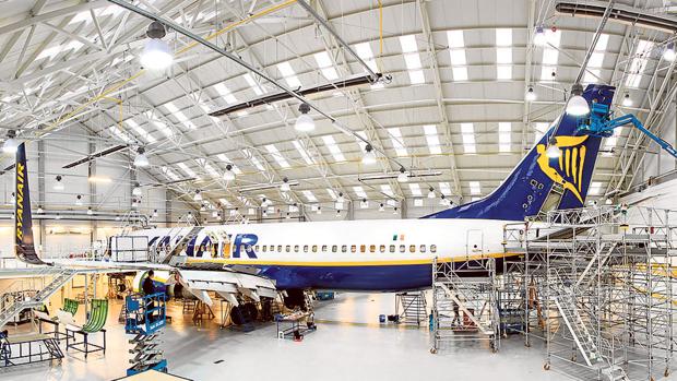 Este es el centro de mantenimiento de Ryanair en Wroclaw (Polonia), que tiene las mismas características que el que habrá en Sevilla en 2018