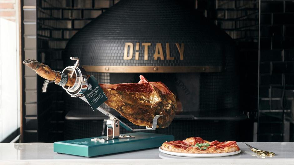 Ditaly lanza una pizza con jamón de bellota 100% ibérico de Sánchez Romero Carvajal