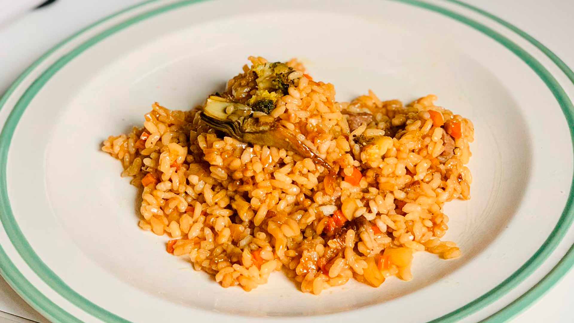 Receta de arroz seco con verduras y ternera de Javi Padura (Casa Alta y
