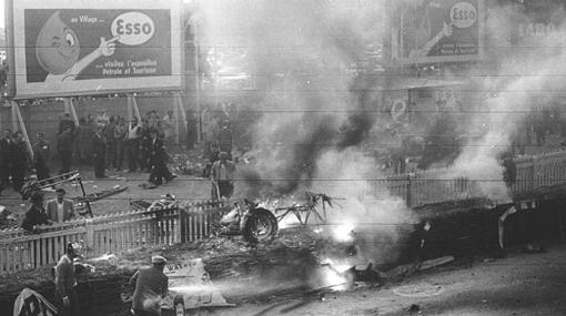 Imagen del accidente en las 24 horas de Le Mans en 1955