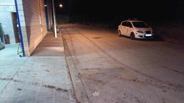Presencia policial en una de las naves del polígono industrial de El Fontanal de Morón