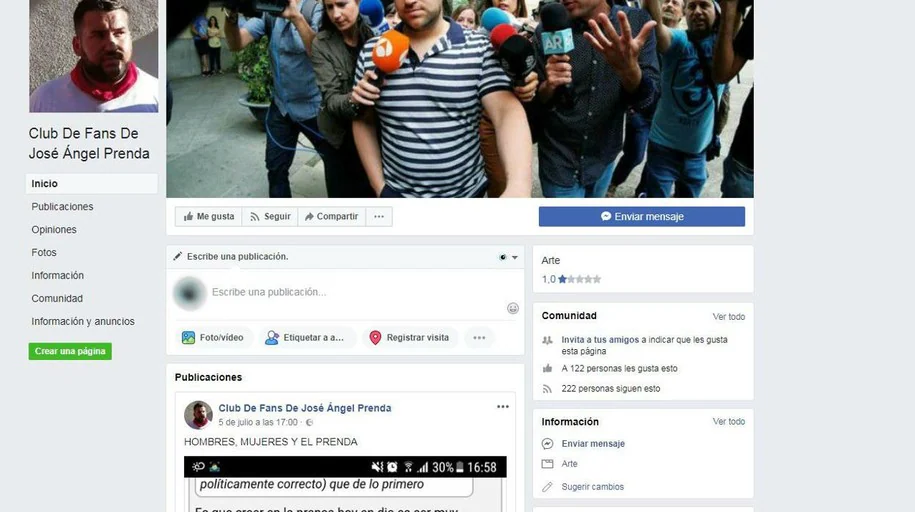 Crean en Facebook un club de fans de un miembro de la Manada, José Ángel  «El Prenda»